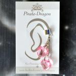 Pink Hearts on Chain Non-Pierced Ear Cuff (EC9629)