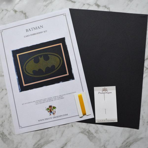 Batman Inspired Card Embroidery Kit (Black Card)