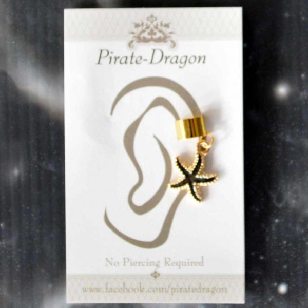 Black Starfish Non-Pierced Ear Cuff (EC9468)