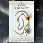 Blue Gem Dragonfly on Chain Non-Pierced Ear Cuff (EC9110)