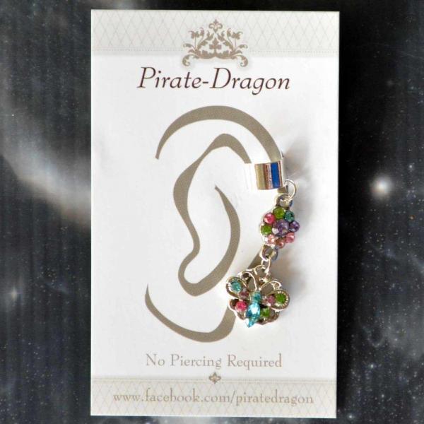 Multi-colour Gem Butterfly Non-Pierced Ear Cuff (EC9219)