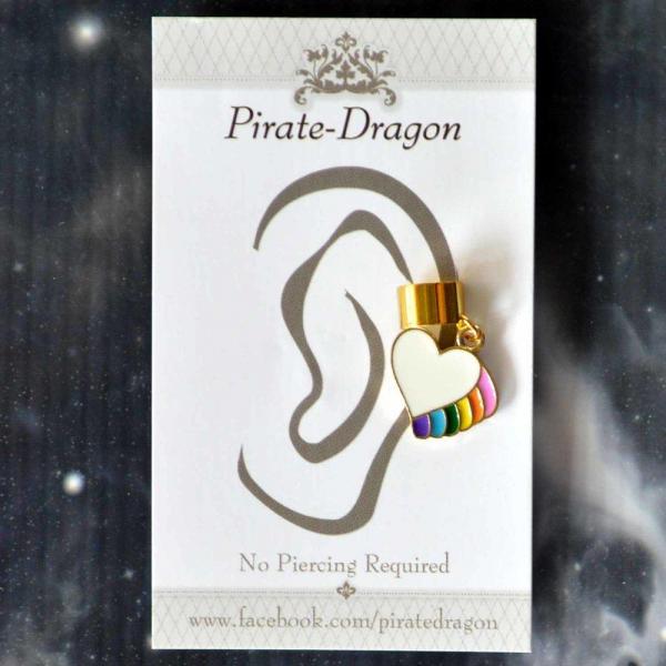 Rainbow Heart Non-Pierced Ear Cuff (EC4099)