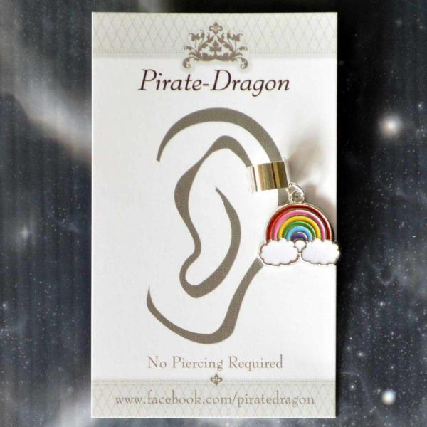 Rainbow with Clouds Non-Pierced Ear Cuff (EC9429)