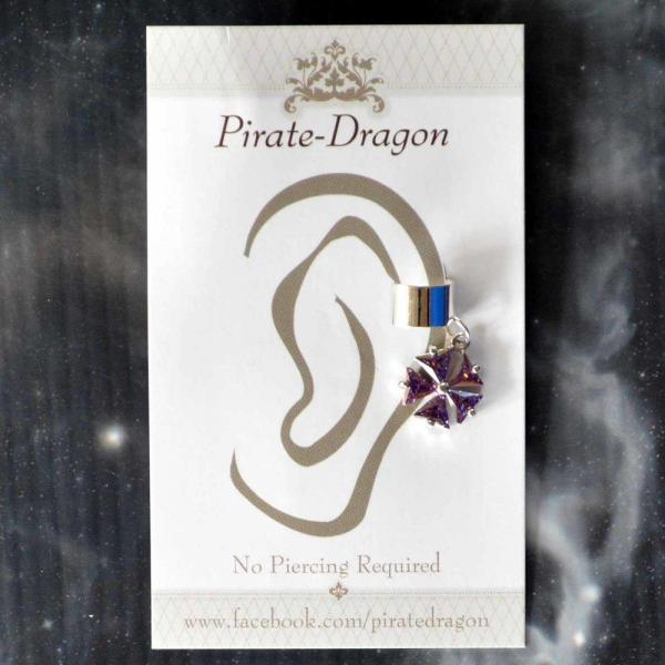 Purple Gem Flower Non-Pierced Ear Cuff (EC9122)