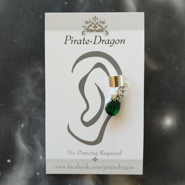 Green Gem Drop Non-Pierced Earcuff (EC4205) picture