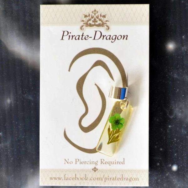 Green Dried Flower in Resin Non-Pierced Ear Cuff (EC4016) picture