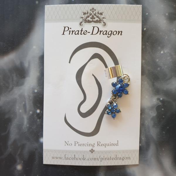 Blue Flowers Drop Non-Pierced Ear Cuff (EC9251) picture