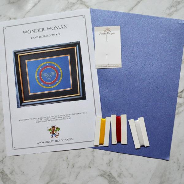 Wonder Woman Inspired Card Embroidery Kit (Blue Card) picture