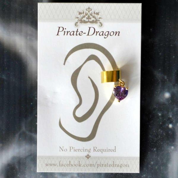 Purple Gem Heart Non-Pierced Ear Cuff (EC9159) picture