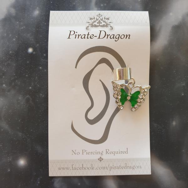 Green Butterfly Non-Pierced Ear Cuff (EC9232)