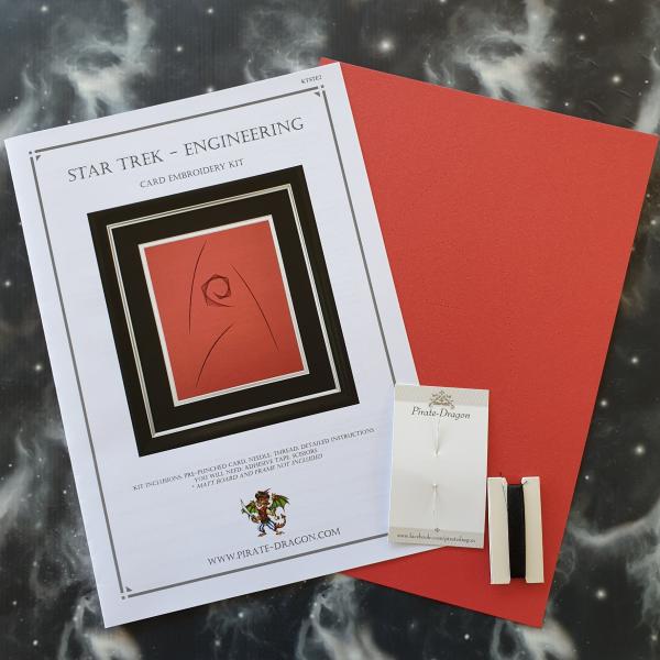 Star Trek - ENGINEERING Badge Inspired Card Embroidery Kit (Red Card)