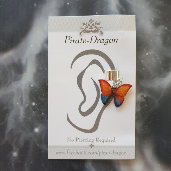 Orange & Blue Butterfly Non-Pierced Ear Cuff (EC9471) picture