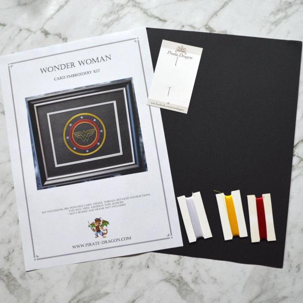 Wonder Woman Inspired Card Embroidery Kit (Black Card)