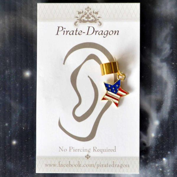 American Flag Star Non-Pierced Ear Cuff (EC9480)