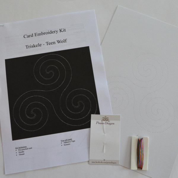 Triskele (Teen Wolf) Inspired Card Embroidery Kit (White Card)