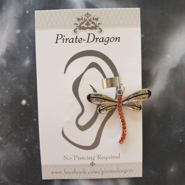 Red Gem Dragonfly Non-Pierced Ear Cuff (EC9258) picture