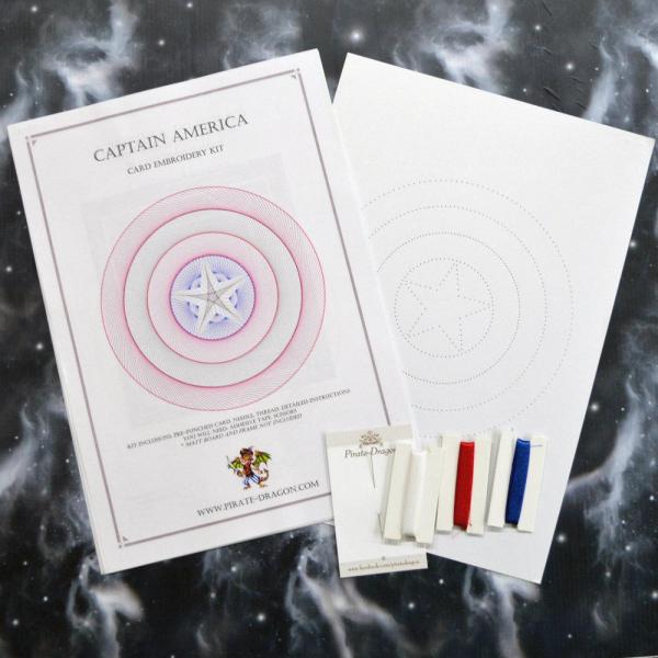 Capt America Inspired Card Embroidery Kit (White Card)