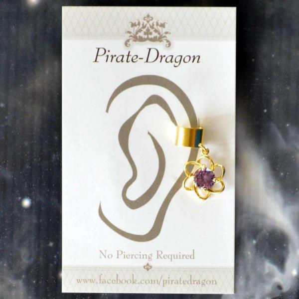 Purple Gem Flower Non-Pierced Ear Cuff (EC9115) picture