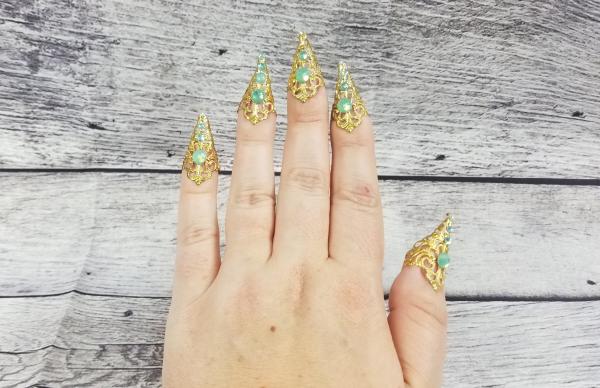 Jeweled Nail Claws-Gold picture