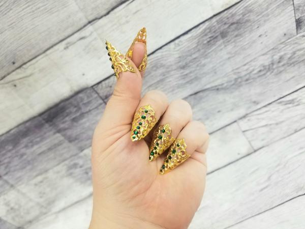 Jeweled Nail Claws-Gold