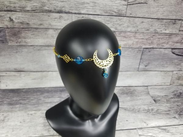 Gold Moon Goddess Circlet Headpiece, moon necklace, pick your color