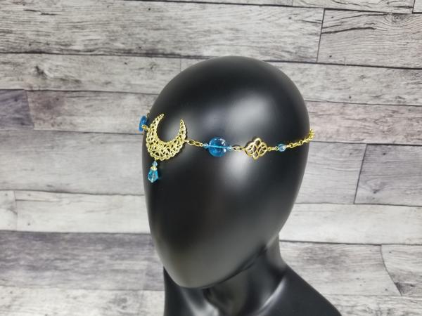 Gold Moon Goddess Circlet Headpiece, moon necklace, pick your color picture