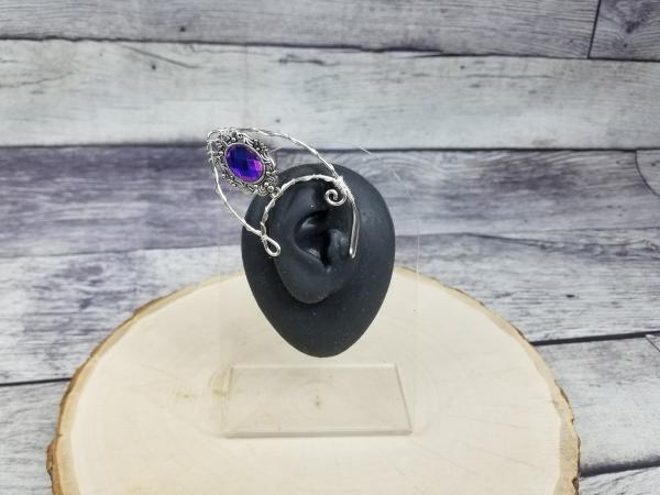 Elven Ear Cuffs, silver pendant cuffs, royal blue picture