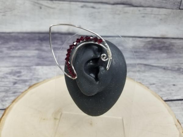Elven Ear Cuffs, Silver Cuffs in clear crystal picture