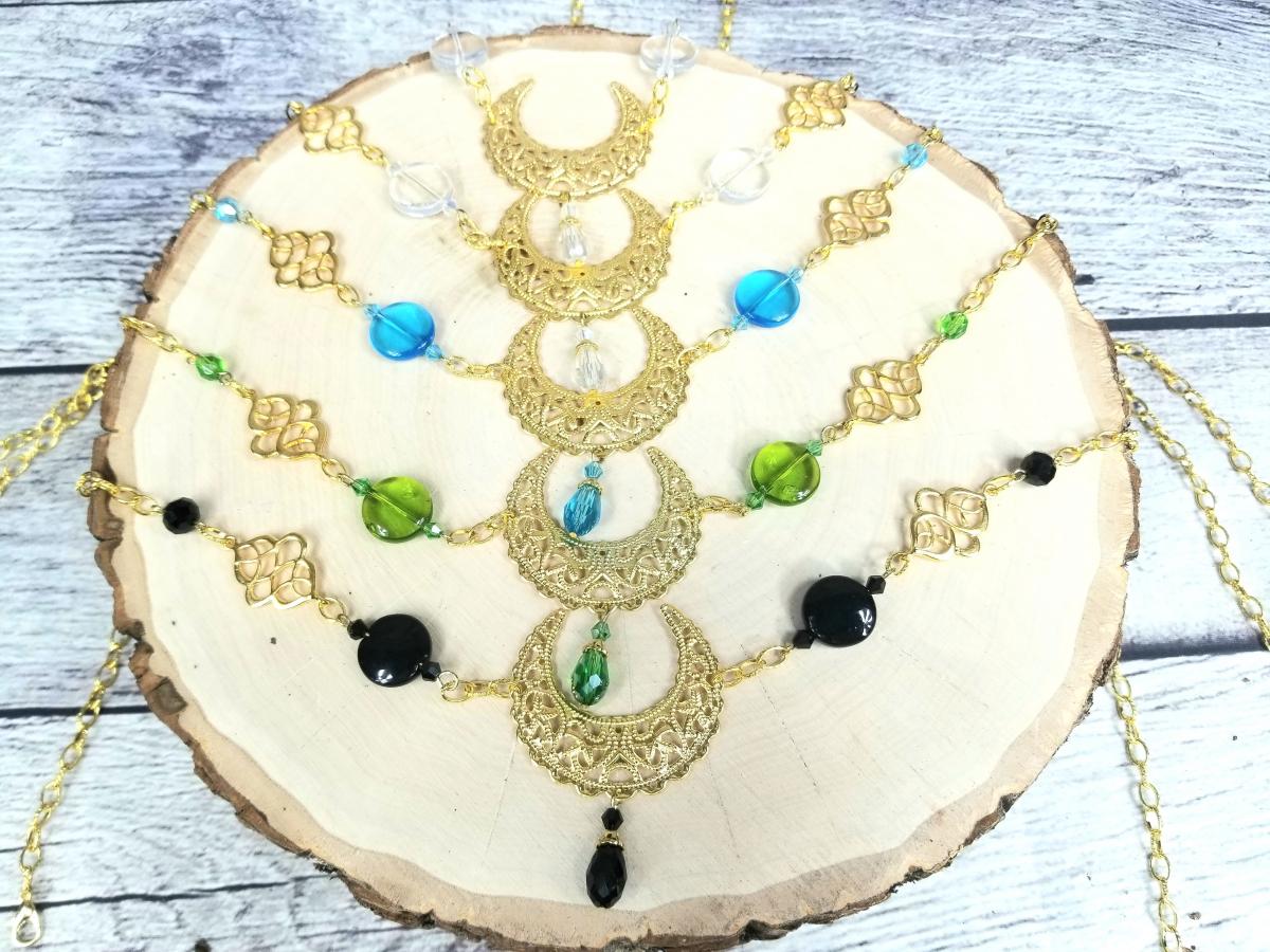Gold Moon Goddess Circlet Headpiece, moon necklace, pick your color picture