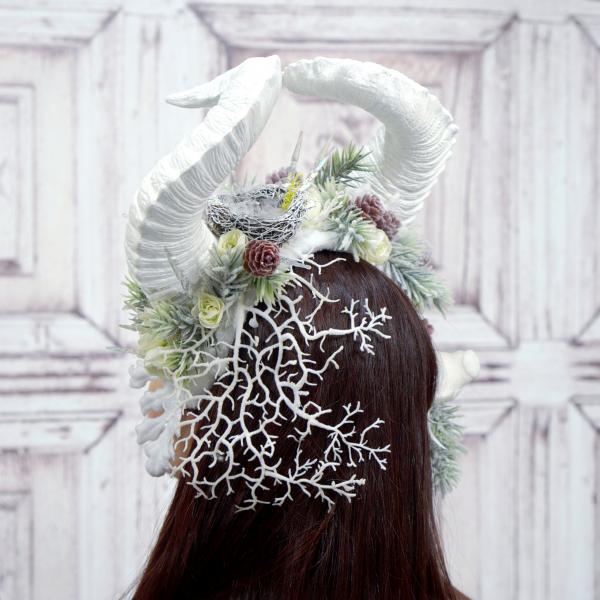 Premium Horned Headdress, Winter Witch, Rams horns picture