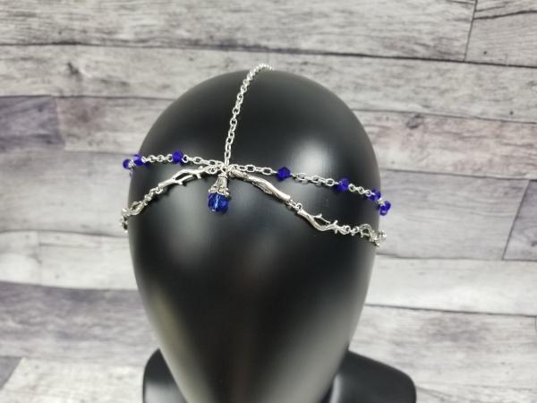 Elven Branch Headchain, Cobalt blue and silver headpiece picture