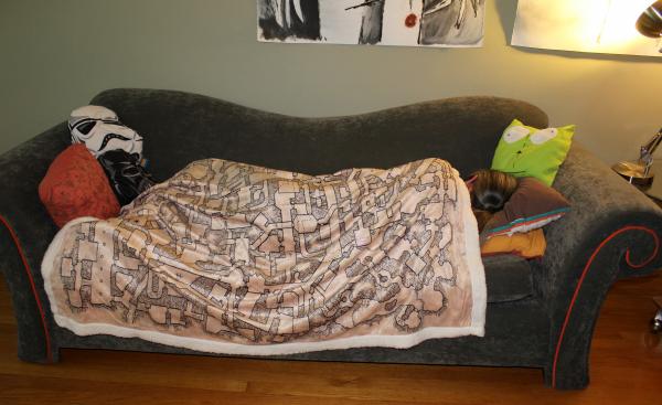 Retro Dungeon Map Plush Throw Blanket picture