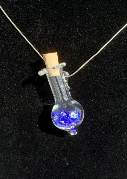 Custom Hand Blown Glass Pendant with Swarovski Crystals and Sterling Silver Chain picture