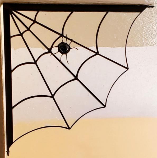 Custom Order Corner Spider Web Stained Glass Panel with Spider picture