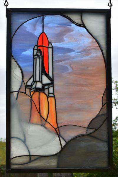 For Commission - Space Shuttle Stained Glass Panel picture