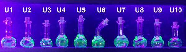 Uranium Glass UV Reactive Potion Bottles