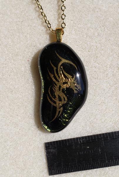 Dragon Iridescent Fused Glass Pendant (#FD5G) picture