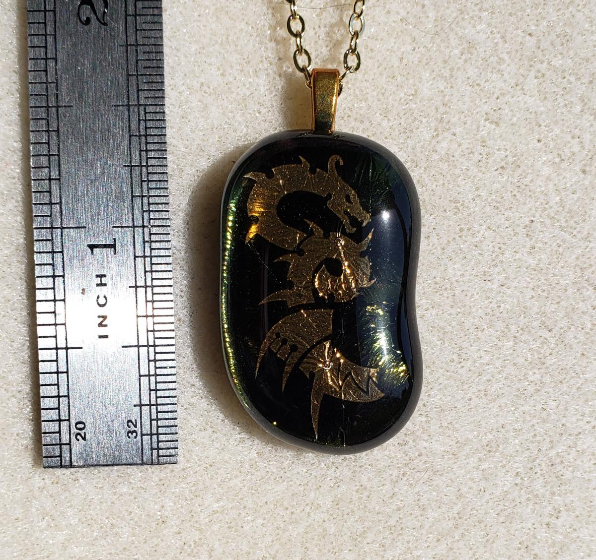 Dragon Iridescent Fused Glass Pendant (#FD4G) picture