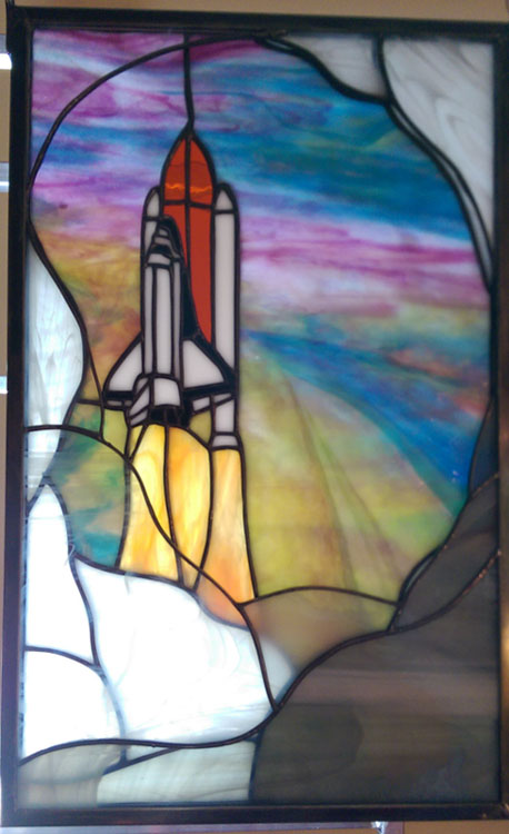 For Commission - Space Shuttle Stained Glass Panel picture