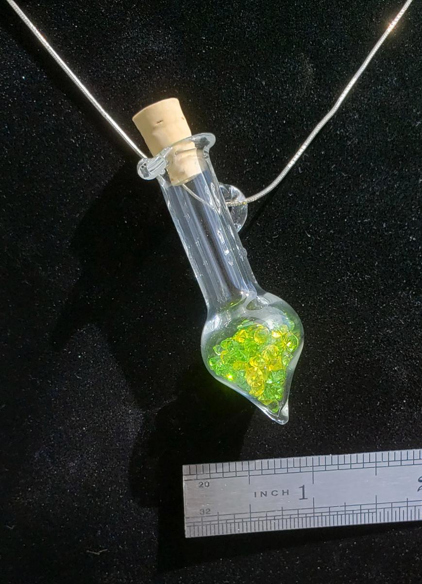 Custom Hand Blown Glass Pendant with Swarovski Crystals and Sterling Silver Chain picture