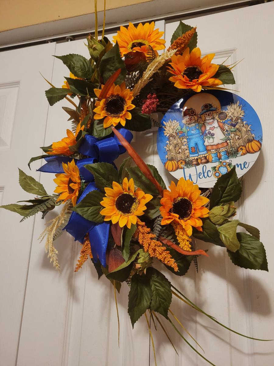 Sunflower and Scarecrow Welcome Wreath picture