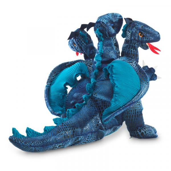 Blue Three-Headed Dragon Puppet (12" long 6" Wide 9" High) picture