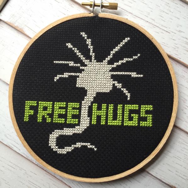Free Hugs Alien Creature Counted Cross Stitch DIY KIT