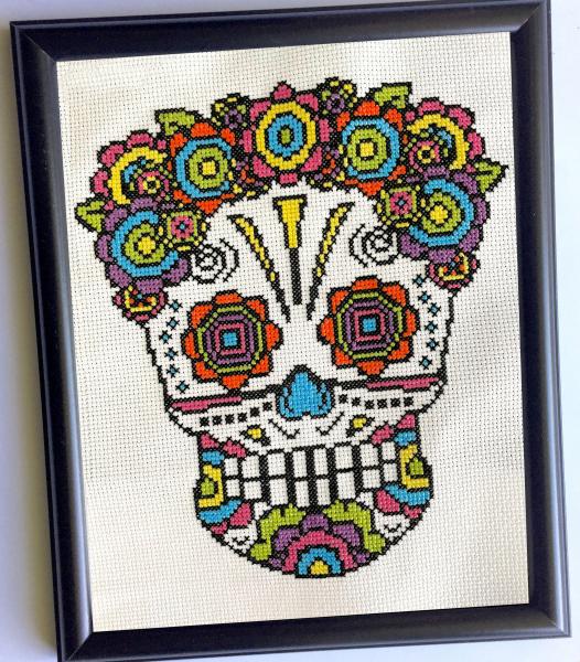 Floral Sugar Skull 8 x 10 Counted Cross Stitch DIY KIT picture