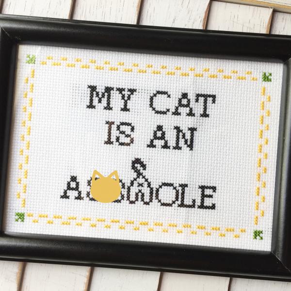 My Cat is an A**hole Counted Cross Stitch DIY KIT