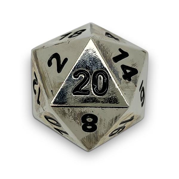 Chainmail Silver 45mm Boulder Metal Dice