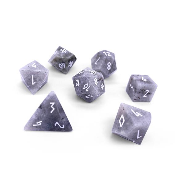 White Labradorite RPG Set Gemstone Dice picture