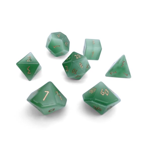 Green Cats Eye RPG Set Gemstone Dice picture