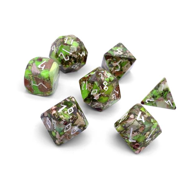 Lime Green Imperial Jasper RPG Set Gemstone Dice picture