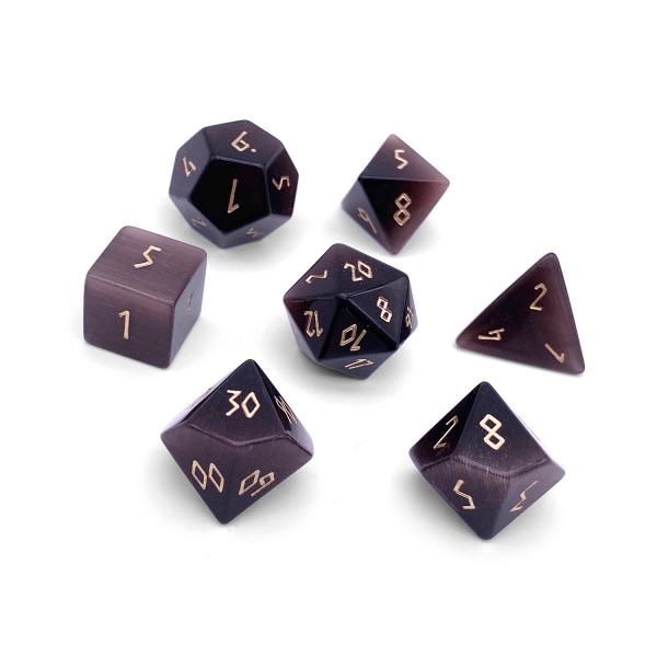 Purple Cats Eye RPG Set Gemstone Dice